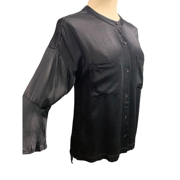 Small mododoc los angeles Black Button Up Shirt Womens Silky - Picture 2 of 10